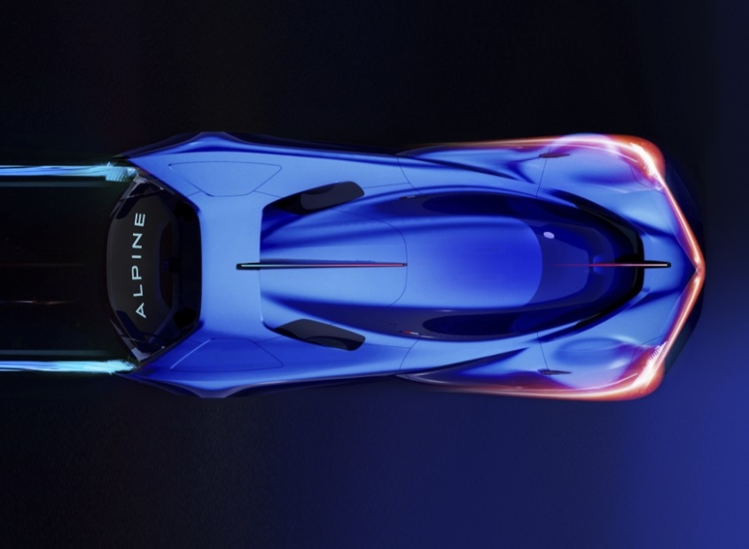 Aerial on view of the Apline glow concept car